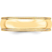14K Yellow Gold 6mm Lightweight Half Round Milgrain Wedding Band - Size 11 by Luciano & Cie