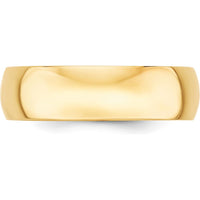 14K Yellow Gold 6mm Lightweight Half Round Wedding Band - Size 8.5 by Luciano & Cie