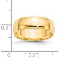 14K Yellow Gold 6mm Lightweight Half Round Wedding Band - Size 8.5 by Luciano & Cie