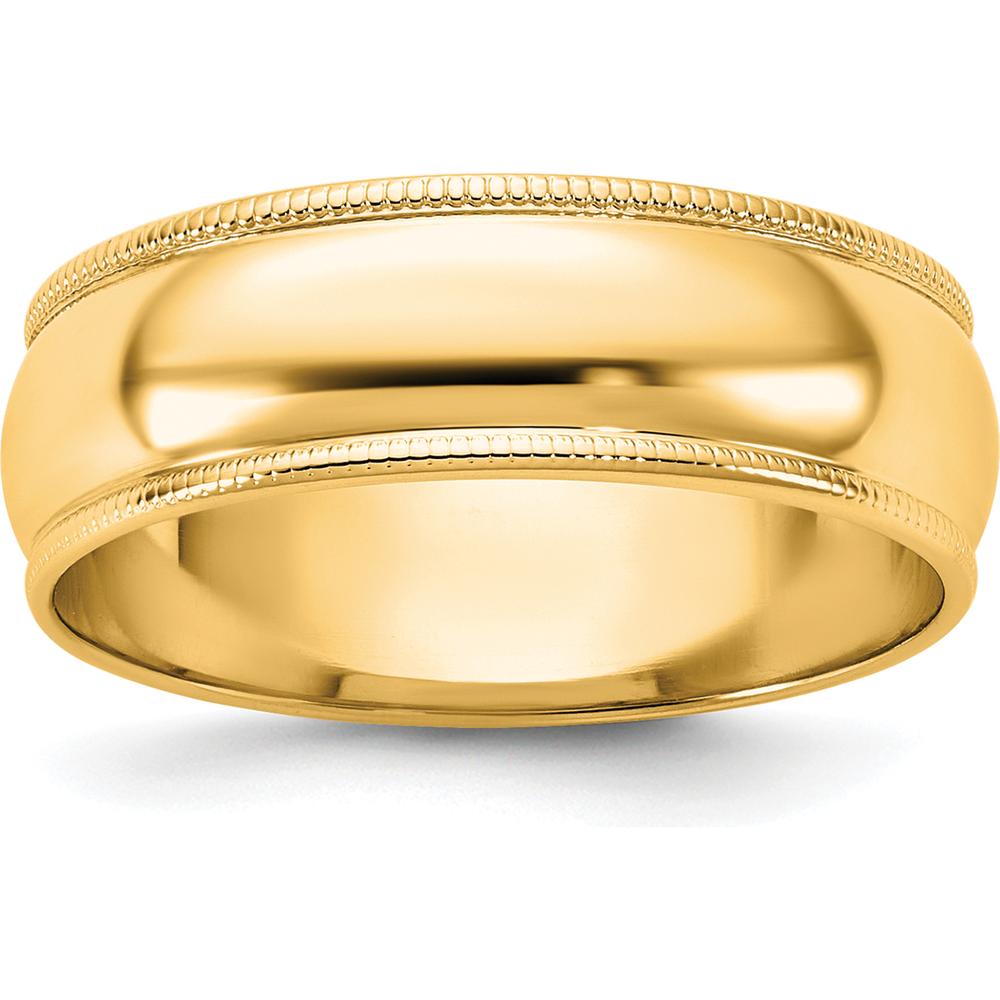 14K Yellow Gold 6mm Lightweight Milgrain Half Round Wedding Band - Size 12.5 by Luciano & Cie