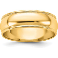14K Yellow Gold 6mm Lightweight Milgrain Half Round Wedding Band - Size 9.5 by Luciano & Cie
