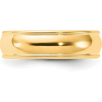 14K Yellow Gold 6mm Milgrain Half Round Comfort Fit Wedding Band by Luciano & Cie