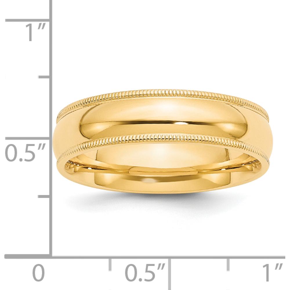 14K Yellow Gold 6mm Milgrain Half Round Comfort Fit Wedding Band by Luciano & Cie