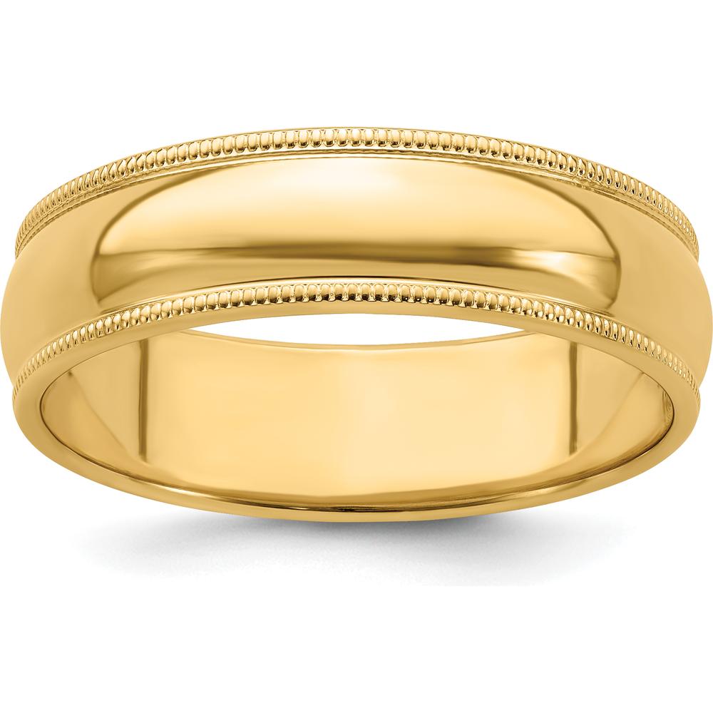14K Yellow Gold 6mm Milgrain Half Round Wedding Band - Size 10 by Luciano & Cie