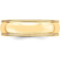 14K Yellow Gold 6mm Milgrain Half Round Wedding Band - Size 10 by Luciano & Cie