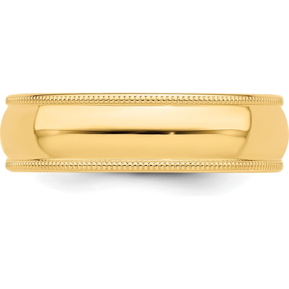 14K Yellow Gold 6mm Milgrain Half Round Wedding Band - Size 10 by Luciano & Cie