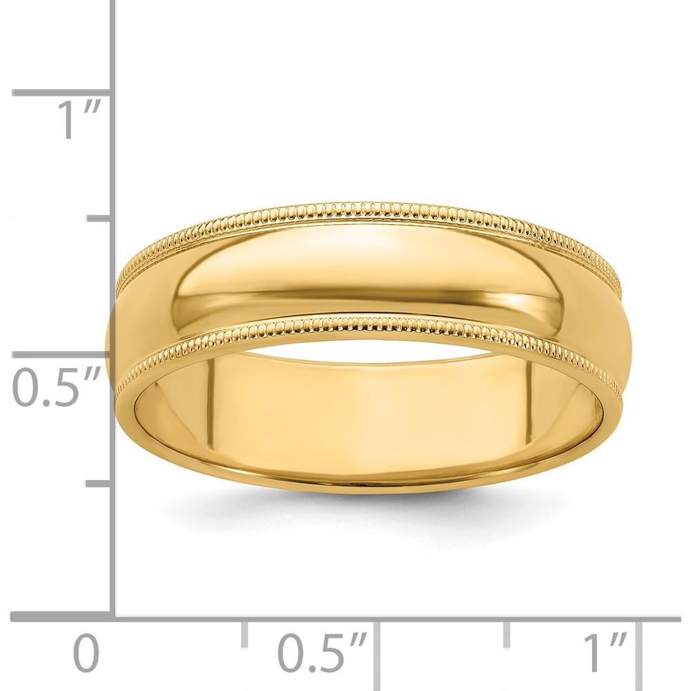 14K Yellow Gold 6mm Milgrain Half Round Wedding Band - Size 10 by Luciano & Cie