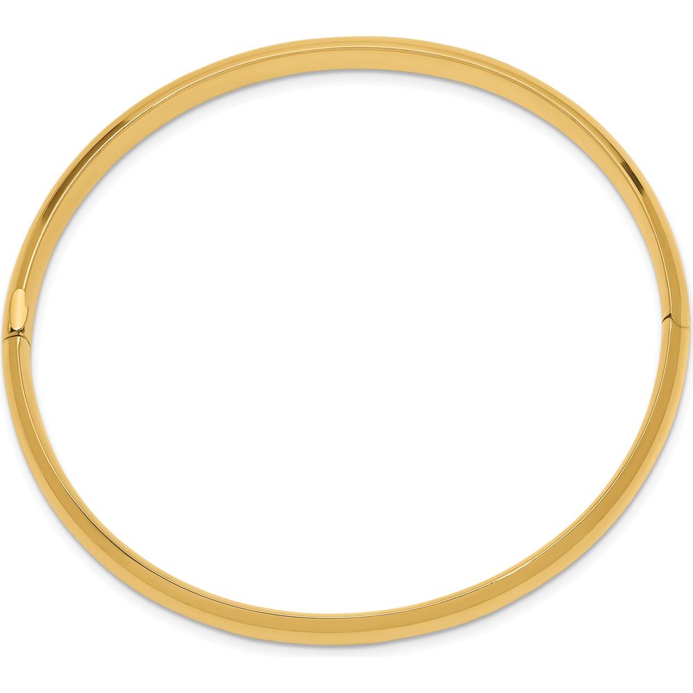 14K Yellow Gold 6mm Oversized High Polished Hinged Oval Bangle Bracelet by Oro Pregiato