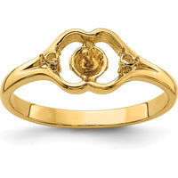 14K Yellow Gold 6mm Pearl & Diamond Ring Mounting with Polished Band - Customizable Design by Monteluci Fine Jewelry