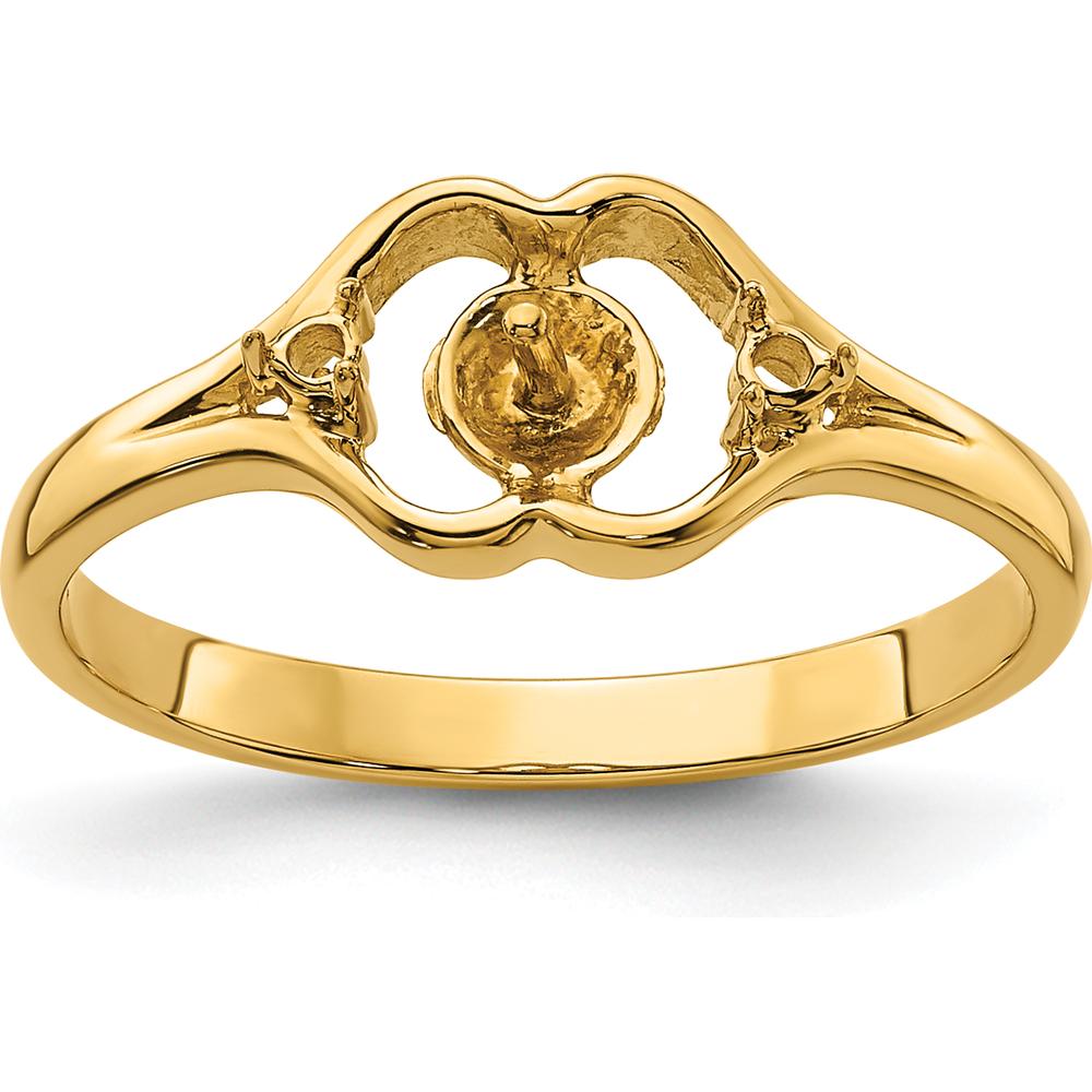 14K Yellow Gold 6mm Pearl & Diamond Ring Mounting with Polished Band - Customizable Design by Monteluci Fine Jewelry