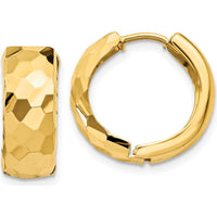 14K Yellow Gold 6mm Polished & Faceted Hinged Hoop Earrings by Oro Pregiato