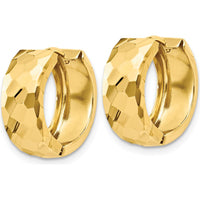 14K Yellow Gold 6mm Polished & Faceted Hinged Hoop Earrings by Oro Pregiato