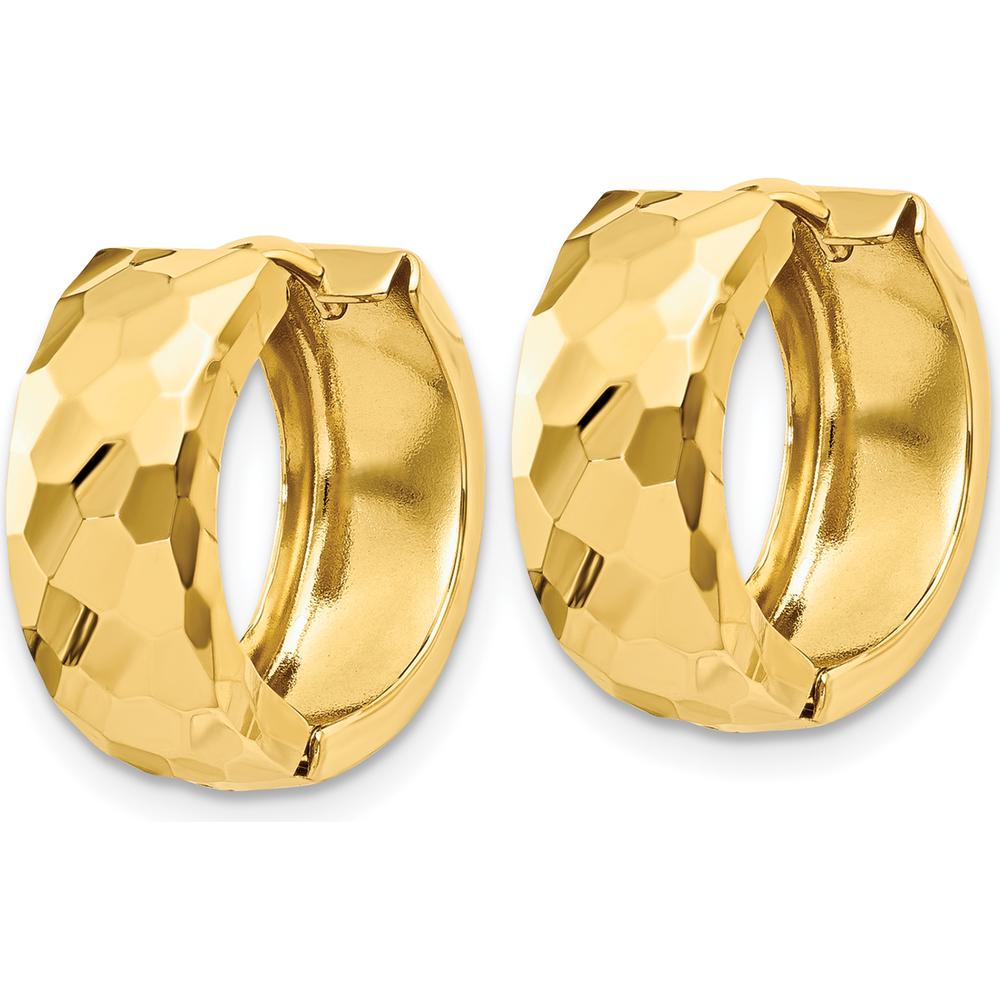 14K Yellow Gold 6mm Polished & Faceted Hinged Hoop Earrings by Oro Pregiato