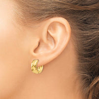 14K Yellow Gold 6mm Polished & Faceted Hinged Hoop Earrings by Oro Pregiato