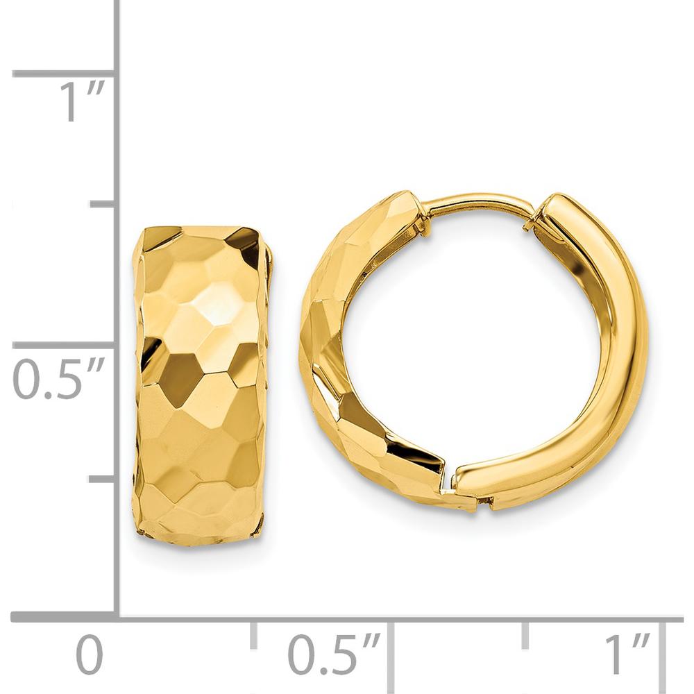 14K Yellow Gold 6mm Polished & Faceted Hinged Hoop Earrings by Oro Pregiato
