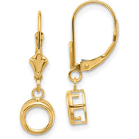 14K Yellow Gold 6mm Round Drop Leverback Earring Mountings - Polished Finish by Monteluci Fine Jewelry