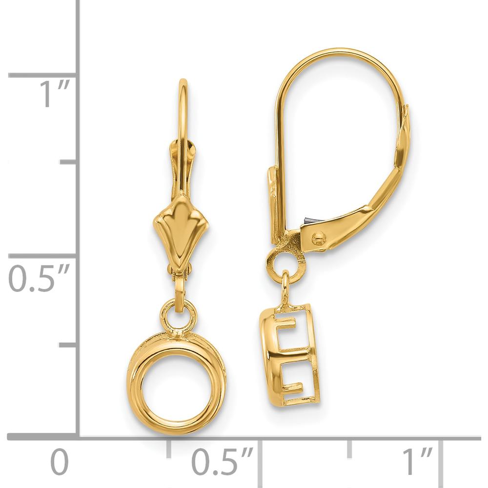 14K Yellow Gold 6mm Round Drop Leverback Earring Mountings - Polished Finish by Monteluci Fine Jewelry