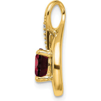 14K Yellow Gold 6mm Round Garnet and Diamond Pendant - 0.8 Carat Garnet, 0.035 Carat Diamonds by Lumare Gioia