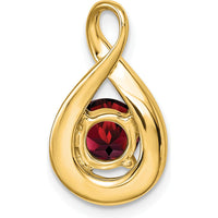 14K Yellow Gold 6mm Round Garnet and Diamond Pendant - 0.8 Carat Garnet, 0.035 Carat Diamonds by Lumare Gioia
