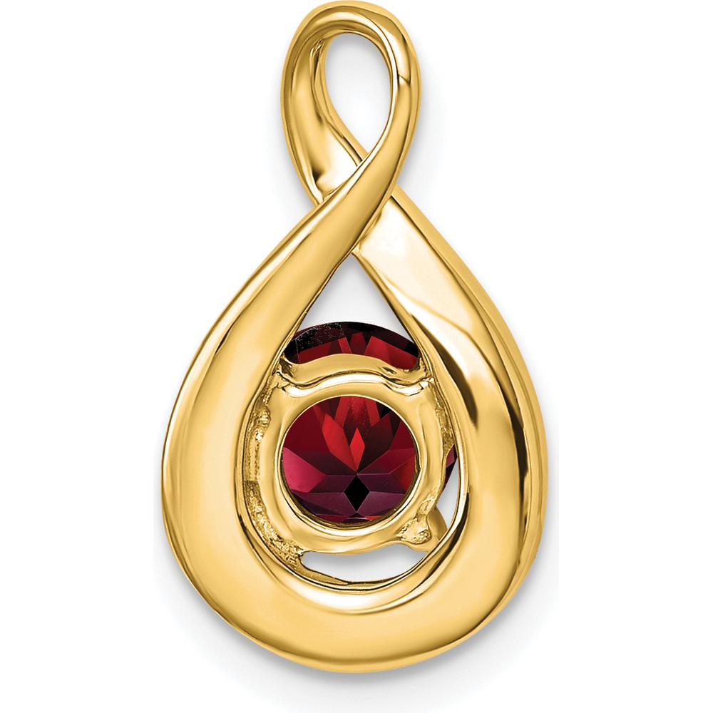 14K Yellow Gold 6mm Round Garnet and Diamond Pendant - 0.8 Carat Garnet, 0.035 Carat Diamonds by Lumare Gioia