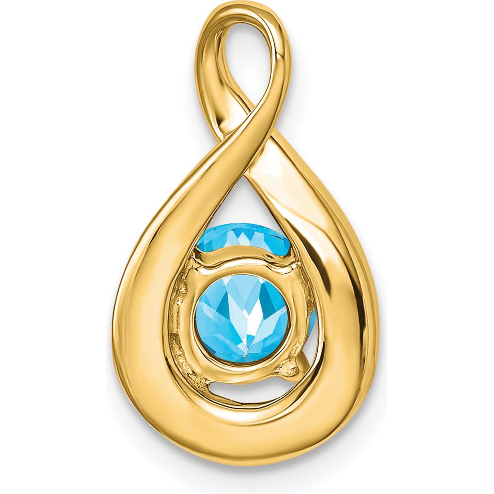 14K Yellow Gold 6mm Round Swiss Blue Topaz and Diamond Pendant - 0.8 Carat Swiss Blue Topaz, 0.035 Carat Diamond Total Weight by Lumare Gioia
