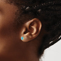 14K Yellow Gold 6mm Round Swiss Blue Topaz Stud Earrings - 1.05 Carat Total Gem Weight by Monteluci Fine Jewelry