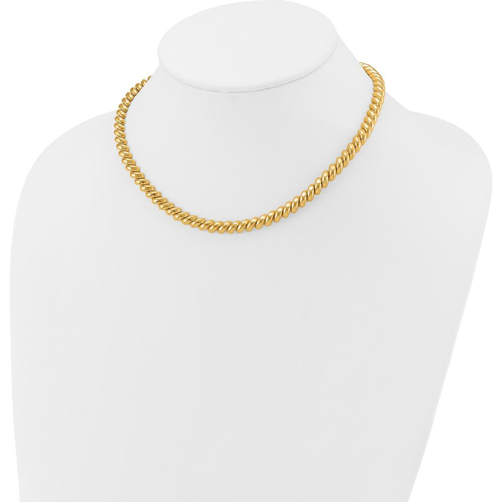 14K Yellow Gold 6mm San Marco Link Necklace - 16" Length by 0