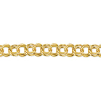 14K Yellow Gold 6mm Solid Double Link Charm Bracelet - 7" Length by Oro Pregiato