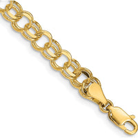 14K Yellow Gold 6mm Solid Double Link Charm Bracelet - 8" by Oro Pregiato