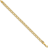 14K Yellow Gold 6mm Solid Double Link Charm Bracelet - 8" by Oro Pregiato