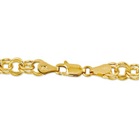 14K Yellow Gold 6mm Solid Double Link Charm Bracelet - 8" by Oro Pregiato