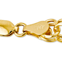 14K Yellow Gold 6mm Solid Double Link Charm Bracelet - 8" by Oro Pregiato