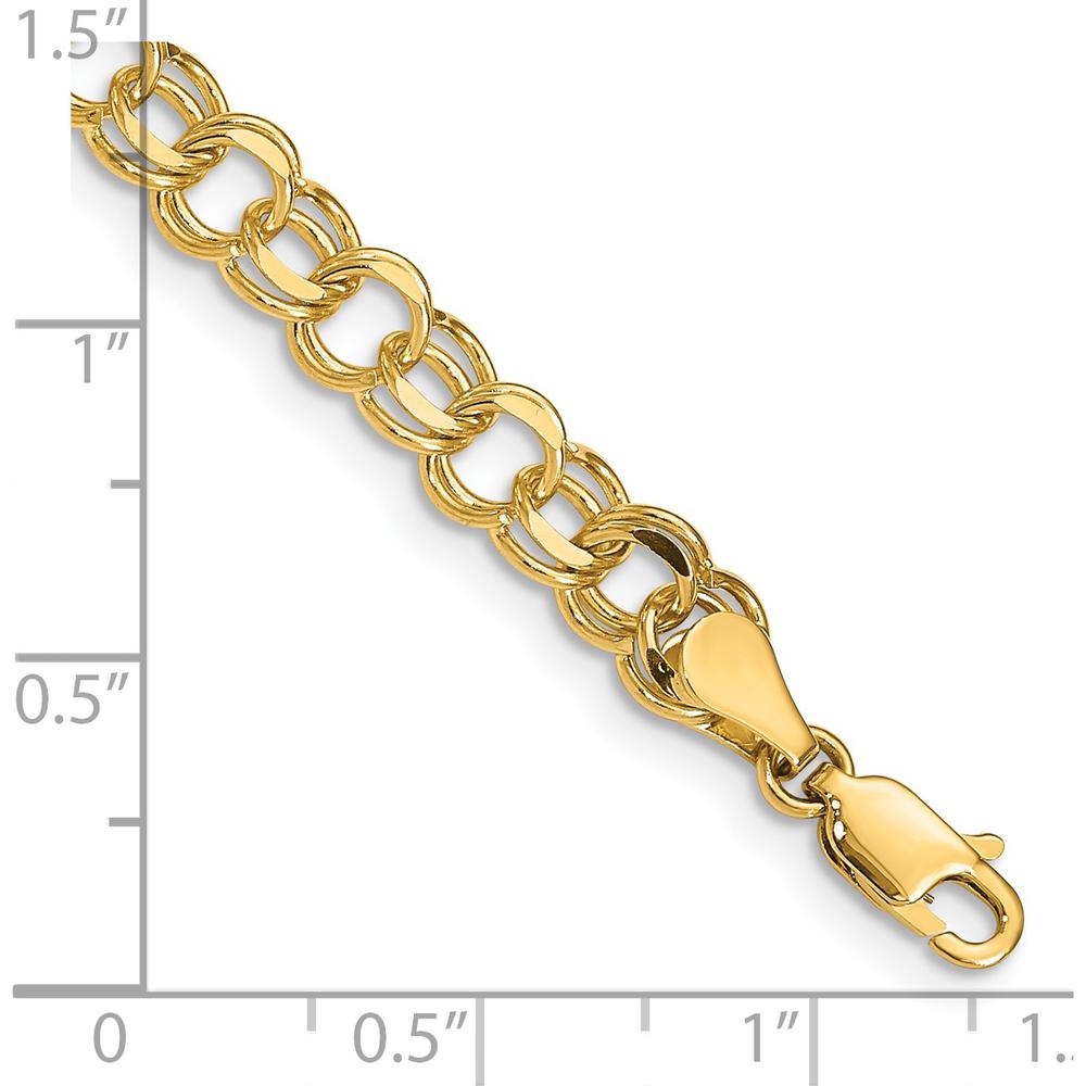 14K Yellow Gold 6mm Solid Double Link Charm Bracelet - 8" by Oro Pregiato