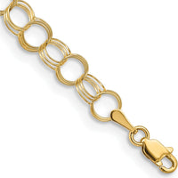 14K Yellow Gold 6mm Solid Triple Link Charm Bracelet - 8" Length by Oro Pregiato