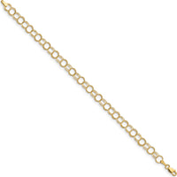 14K Yellow Gold 6mm Solid Triple Link Charm Bracelet - 8" Length by Oro Pregiato
