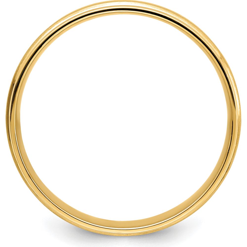 14K Yellow Gold 6mm Standard Weight Comfort Fit Brushed Satin and Polished Grooved Edge Wedding Band - Size 10.5 by Luciano & Cie