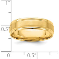 14K Yellow Gold 6mm Standard Weight Comfort Fit Brushed Satin and Polished Grooved Edge Wedding Band - Size 10.5 by Luciano & Cie