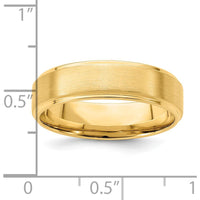 14K Yellow Gold 6mm Standard Weight Comfort Fit Brushed Satin and Polished Stepped Edge Wedding Band Size 8 by Luciano & Cie