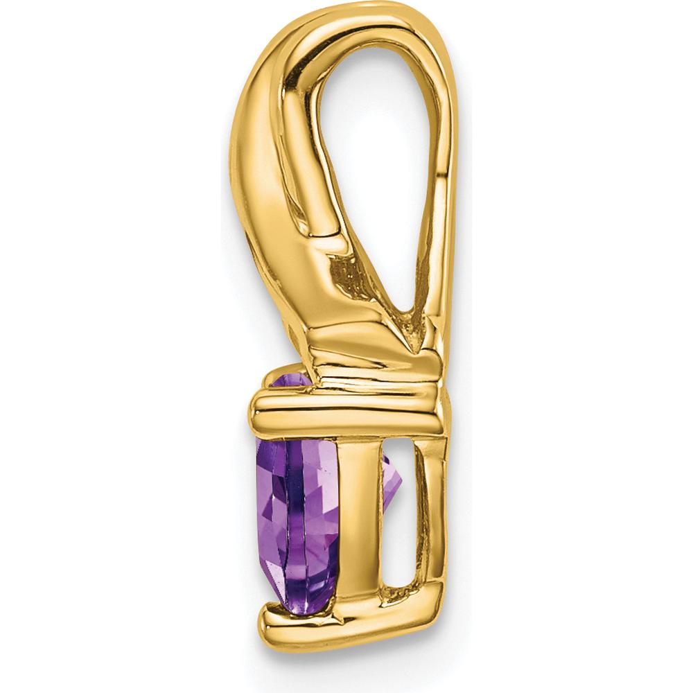 14K Yellow Gold 6mm Trillion Amethyst and Diamond Pendant - 0.64 Carat Total Gem Weight by Lumare Gioia
