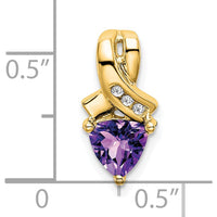 14K Yellow Gold 6mm Trillion Amethyst and Diamond Pendant - 0.64 Carat Total Gem Weight by Lumare Gioia
