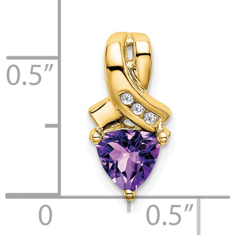 14K Yellow Gold 6mm Trillion Amethyst and Diamond Pendant - 0.64 Carat Total Gem Weight by Lumare Gioia