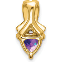 14K Yellow Gold 6mm Trillion Amethyst and Diamond Pendant - 0.64 Carat Total Gem Weight by Lumare Gioia