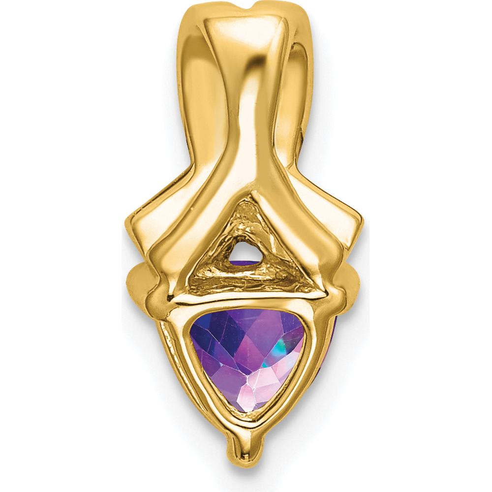 14K Yellow Gold 6mm Trillion Amethyst and Diamond Pendant - 0.64 Carat Total Gem Weight by Lumare Gioia