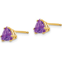 14K Yellow Gold 6mm Trillion Amethyst Stud Earrings - 0.70 Carat Total Amethyst Weight by Monteluci Fine Jewelry