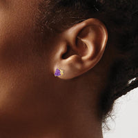 14K Yellow Gold 6mm Trillion Amethyst Stud Earrings - 0.70 Carat Total Amethyst Weight by Monteluci Fine Jewelry