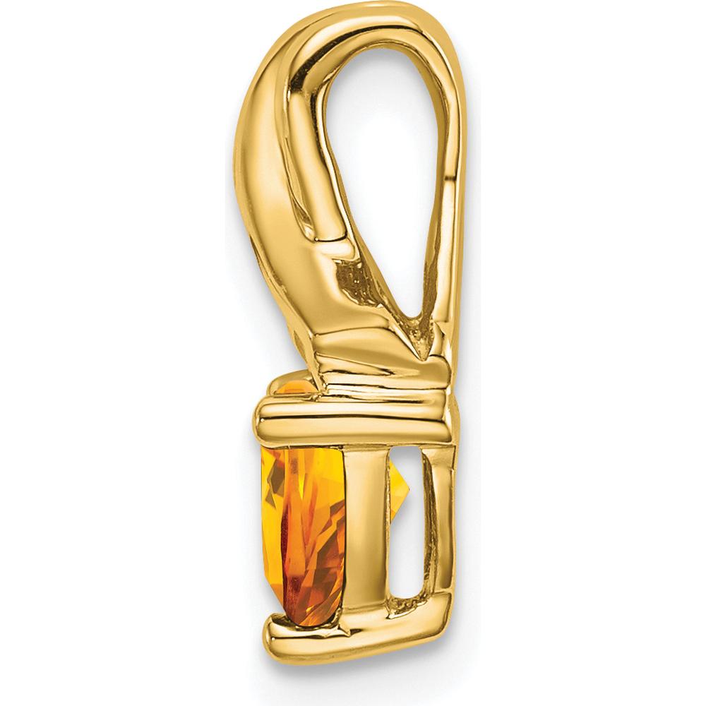 14K Yellow Gold 6mm Trillion Citrine and Diamond Pendant with Round Diamonds - 0.67 Carat Total Gem Weight by Lumare Gioia
