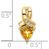 14K Yellow Gold 6mm Trillion Citrine and Diamond Pendant with Round Diamonds - 0.67 Carat Total Gem Weight by Lumare Gioia