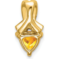 14K Yellow Gold 6mm Trillion Citrine and Diamond Pendant with Round Diamonds - 0.67 Carat Total Gem Weight by Lumare Gioia
