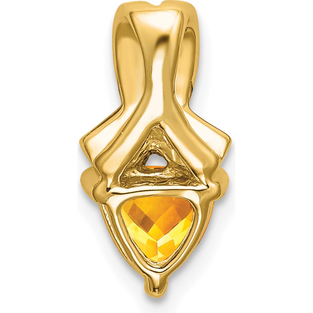 14K Yellow Gold 6mm Trillion Citrine and Diamond Pendant with Round Diamonds - 0.67 Carat Total Gem Weight by Lumare Gioia