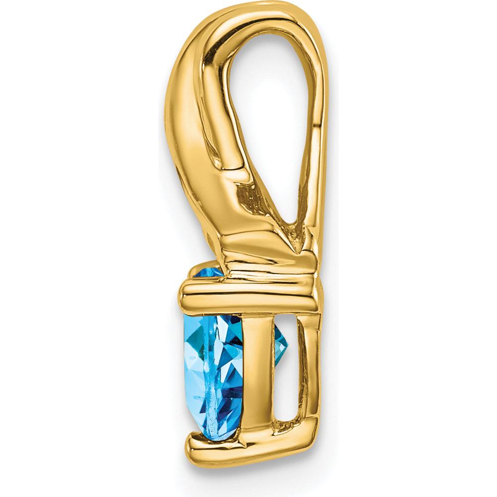 14K Yellow Gold 6mm Trillion Swiss Blue Topaz and Diamond Pendant - 1.1 Carat Total Topaz Weight by Lumare Gioia